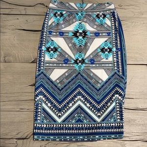 Renee c blue print pencil skirt